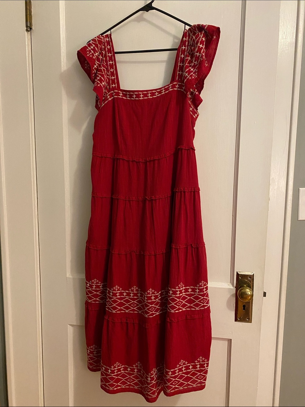 Women’s Red Tiered Embroidered Sundress